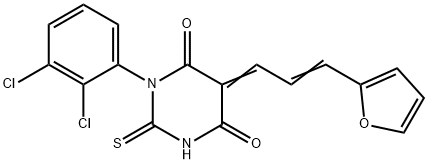 1-(2,3-dichlorophenyl)-5-[3-(2-furyl)-2-propenylidene]-2-thioxodihydro-4,6(1H,5H)-pyrimidinedione Struktur