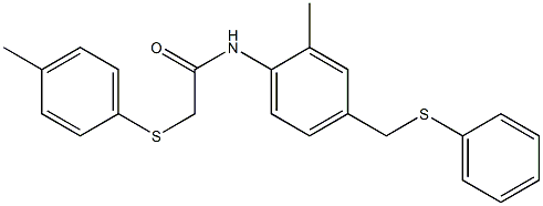 2-[(4-methylphenyl)sulfanyl]-N-{2-methyl-4-[(phenylsulfanyl)methyl]phenyl}acetamide Struktur