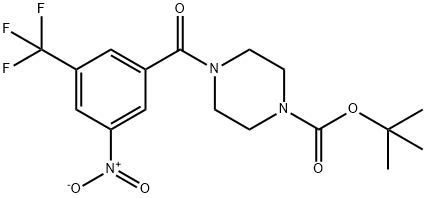 tert-butyl 4-(3-nitro-5-(trifluoromethyl)benzoyl)piperazine-1-carboxylate Struktur