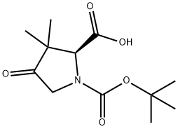 (S)-1-(tert-butoxycarbonyl)-3,3-dimethyl-4-oxopyrrolidine-2-carboxylic acid Struktur