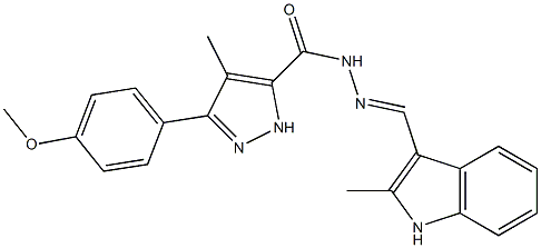 3-(4-methoxyphenyl)-4-methyl-N'-[(2-methyl-1H-indol-3-yl)methylene]-1H-pyrazole-5-carbohydrazide Struktur