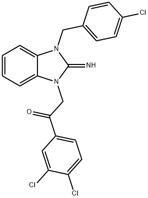 2-[3-(4-chlorobenzyl)-2-imino-2,3-dihydro-1H-benzimidazol-1-yl]-1-(3,4-dichlorophenyl)ethanone Struktur