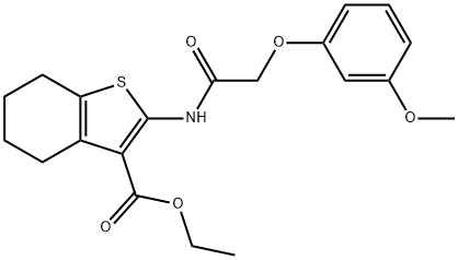 ethyl 2-{[(3-methoxyphenoxy)acetyl]amino}-4,5,6,7-tetrahydro-1-benzothiophene-3-carboxylate Struktur