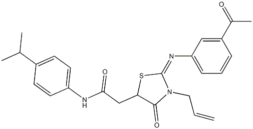 2-{2-[(3-acetylphenyl)imino]-3-allyl-4-oxo-1,3-thiazolidin-5-yl}-N-(4-isopropylphenyl)acetamide Struktur