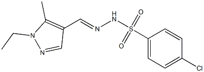 4-chloro-N'-[(1-ethyl-5-methyl-1H-pyrazol-4-yl)methylene]benzenesulfonohydrazide Struktur