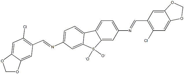 N-[(6-chloro-1,3-benzodioxol-5-yl)methylene]-N-(7-{[(6-chloro-1,3-benzodioxol-5-yl)methylene]amino}-5,5-dioxidodibenzo[b,d]thien-3-yl)amine Struktur