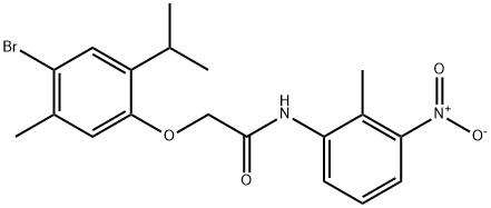 2-(4-bromo-2-isopropyl-5-methylphenoxy)-N-(2-methyl-3-nitrophenyl)acetamide Struktur