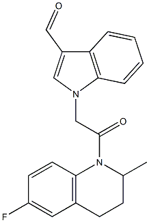 1-[2-(6-fluoro-2-methyl-3,4-dihydro-1(2H)-quinolinyl)-2-oxoethyl]-1H-indole-3-carbaldehyde Struktur