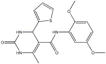 N-(2,5-dimethoxyphenyl)-6-methyl-2-oxo-4-(2-thienyl)-1,2,3,4-tetrahydro-5-pyrimidinecarboxamide Struktur