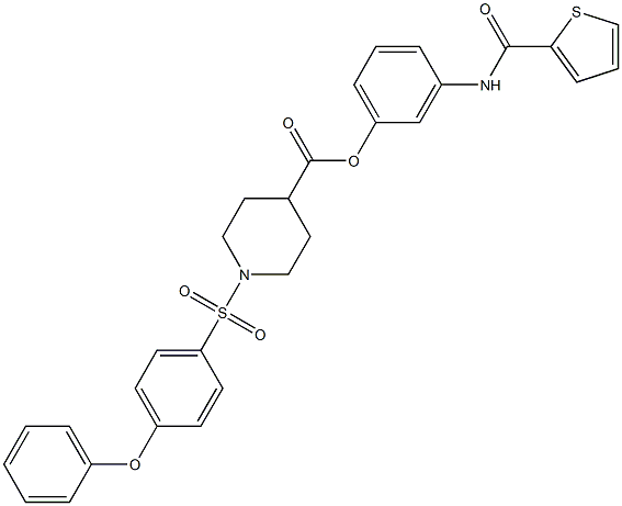 3-[(2-thienylcarbonyl)amino]phenyl 1-[(4-phenoxyphenyl)sulfonyl]-4-piperidinecarboxylate Struktur