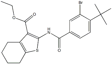 ethyl 2-{[3-bromo-4-(tert-butyl)benzoyl]amino}-4,5,6,7-tetrahydro-1-benzothiophene-3-carboxylate Struktur