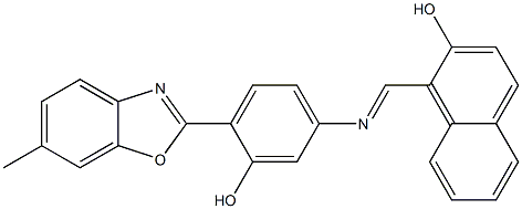 1-({[3-hydroxy-4-(6-methyl-1,3-benzoxazol-2-yl)phenyl]imino}methyl)-2-naphthol Struktur