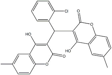 3-[(2-chlorophenyl)(4-hydroxy-6-methyl-2-oxo-2H-chromen-3-yl)methyl]-4-hydroxy-6-methyl-2H-chromen-2-one Struktur