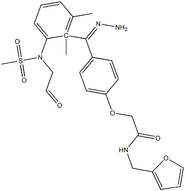 2-[4-(2-{[2,3-dimethyl(methylsulfonyl)anilino]acetyl}carbohydrazonoyl)phenoxy]-N-(2-furylmethyl)acetamide Struktur