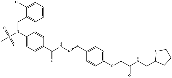 2-[4-(2-{4-[(2-chlorobenzyl)(methylsulfonyl)amino]benzoyl}carbohydrazonoyl)phenoxy]-N-(tetrahydro-2-furanylmethyl)acetamide Struktur