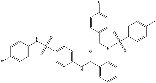 2-{(4-chlorobenzyl)[(4-methylphenyl)sulfonyl]amino}-N-{4-[(4-fluoroanilino)sulfonyl]phenyl}benzamide Struktur