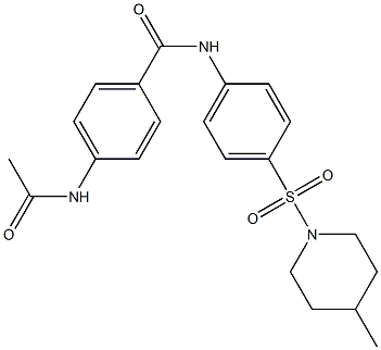 4-(acetylamino)-N-{4-[(4-methyl-1-piperidinyl)sulfonyl]phenyl}benzamide Struktur