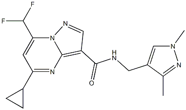 5-cyclopropyl-7-(difluoromethyl)-N-[(1,3-dimethyl-1H-pyrazol-4-yl)methyl]pyrazolo[1,5-a]pyrimidine-3-carboxamide Struktur