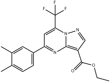 ethyl 5-(3,4-dimethylphenyl)-7-(trifluoromethyl)pyrazolo[1,5-a]pyrimidine-3-carboxylate Struktur