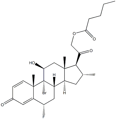 9 alpha-Bromo-6 alpha-fluoro-11 beta-hydroxy-16 alpha-methyl-21-valeryloxy-1,4-pregnadiene-3,20-dione Struktur