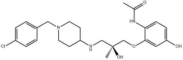 AcetaMide, N-[2-[(2S)-3-[[1-[(4-chlorophenyl)Methyl]-4-piperidinyl]aMino]-2-hydroxy- 2-Methylpropoxy]-4-hydroxyphenyl]- Struktur