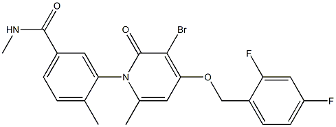 BenzaMide, 3-[3-broMo-4-[(2,4-difluorophenyl)Methoxy]-6-Methyl-2-oxo-1(2H)-pyridinyl]-N,4-diMethyl-, (-)- Struktur