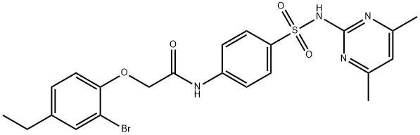 2-(2-bromo-4-ethylphenoxy)-N-(4-{[(4,6-dimethyl-2-pyrimidinyl)amino]sulfonyl}phenyl)acetamide Struktur