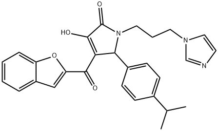 4-(1-benzofuran-2-ylcarbonyl)-3-hydroxy-1-[3-(1H-imidazol-1-yl)propyl]-5-(4-isopropylphenyl)-1,5-dihydro-2H-pyrrol-2-one Struktur