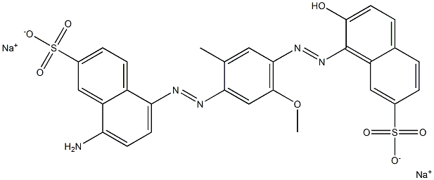 2-Naphthalenesulfonic acid, 8-amino-5-[[4-[(2-hydroxy-7-sulfo-1-naphthalenyl)azo]-5-methoxy-2-methylphenyl]azo]-, disodium salt Struktur