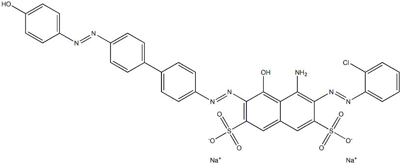 5-Amino-6-[(2-chlorophenyl)azo]-4-hydroxy-3-[[4'-[(4-hydroxyphenyl)azo]-1,1'-biphenyl-4-yl]azo]-2,7-naphthalenedisulfonic acid disodium salt Struktur