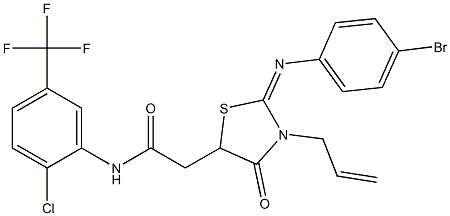 2-{3-allyl-2-[(4-bromophenyl)imino]-4-oxo-1,3-thiazolidin-5-yl}-N-[2-chloro-5-(trifluoromethyl)phenyl]acetamide Struktur