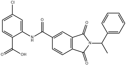 4-chloro-2-({[1,3-dioxo-2-(1-phenylethyl)-2,3-dihydro-1H-isoindol-5-yl]carbonyl}amino)benzoic acid Struktur