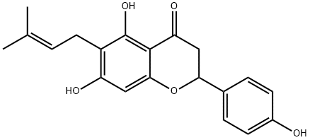 2,3-Dihydro-5,7-dihydroxy-2-(4-hydroxyphenyl)-6-(3-methyl-2-buten-1-yl)-4H-1-benzopyran-4-one Struktur