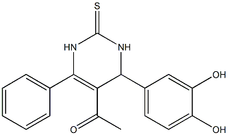 1-[4-(3,4-dihydroxyphenyl)-6-phenyl-2-thioxo-1,2,3,4-tetrahydro-5-pyrimidinyl]ethanone Struktur