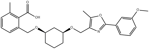 Benzoic acid, 2-[[[(1R,3S)-3-[[2-(3-Methoxyphenyl)-5-Methyl-4-oxazolyl]Methoxy]cyclohexyl]oxy]Methyl]-6-Methyl- Struktur