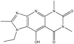 1-ethyl-9-hydroxy-2,5,7-trimethyl-1H-imidazo[4',5':5,6]pyrido[2,3-d]pyrimidine-6,8(5H,7H)-dione Struktur