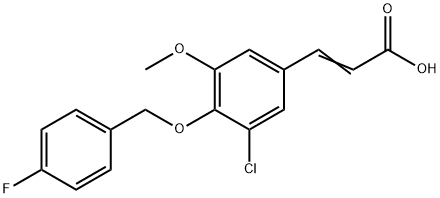 3-{3-chloro-4-[(4-fluorobenzyl)oxy]-5-methoxyphenyl}acrylic acid Struktur