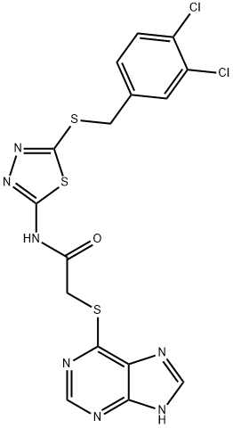 N-{5-[(3,4-dichlorobenzyl)sulfanyl]-1,3,4-thiadiazol-2-yl}-2-(9H-purin-6-ylsulfanyl)acetamide Struktur