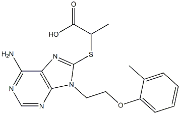 2-({6-amino-9-[2-(2-methylphenoxy)ethyl]-9H-purin-8-yl}sulfanyl)propanoic acid Struktur