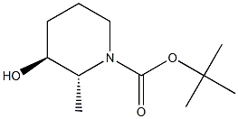 tert-butyl (2R,3S)-3-hydroxy-2-methylpiperidine-1-carboxylate Struktur