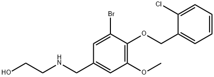 2-({3-bromo-4-[(2-chlorobenzyl)oxy]-5-methoxybenzyl}amino)ethanol Struktur