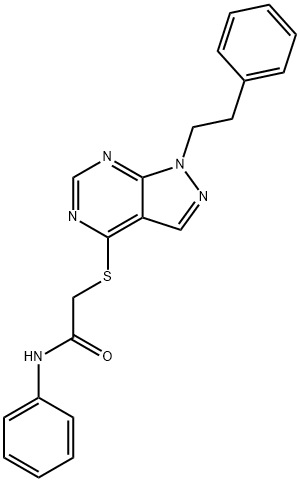 N-phenyl-2-{[1-(2-phenylethyl)-1H-pyrazolo[3,4-d]pyrimidin-4-yl]sulfanyl}acetamide Struktur