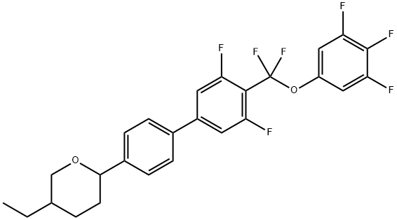 2H-Pyran, 2-[4'-[difluoro(3,4,5-trifluorophenoxy)methyl]-3',5'-difluoro[1,1'-biphenyl]-4-yl]-5-ethyltetrahydro- Struktur