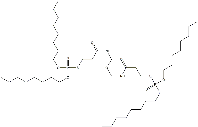 3,3'-bis(dioctyloxyphosphinothioylthio)-N,N'-oxybis(methylene)dipropionamide Struktur