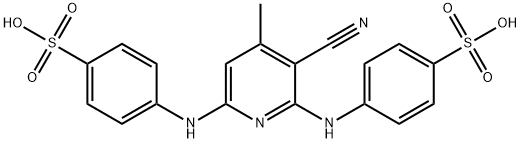 4-({5-cyano-4-methyl-6-[(4-sulfophenyl)amino]pyridin-2-yl}amino)benzene-1-sulfonic acid Struktur