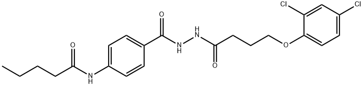 N-[4-({2-[4-(2,4-dichlorophenoxy)butanoyl]hydrazino}carbonyl)phenyl]pentanamide Struktur