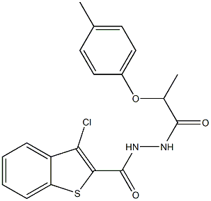 3-chloro-N'-[2-(4-methylphenoxy)propanoyl]-1-benzothiophene-2-carbohydrazide Struktur