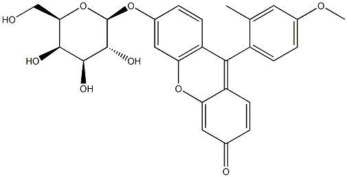 6-(b-D-Galactopyranosyloxy)-9-(4-methoxy-2-methylphenyl)-3H-xanthen-3-one Struktur