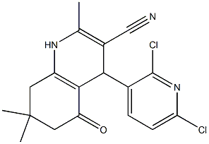 4-(2,6-dichloropyridin-3-yl)-2,7,7-trimethyl-5-oxo-1,4,5,6,7,8-hexahydroquinoline-3-carbonitrile Struktur