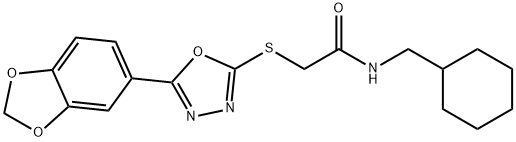 Acetamide, 2-[[5-(1,3-benzodioxol-5-yl)-1,3,4-oxadiazol-2-yl]thio]-N-(cyclohexylmethyl)- Struktur